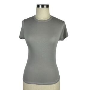 VIR VITA Cara Fitted Tee Gray Knit Short Sleeve Top Women's Size Medium NWT Slim